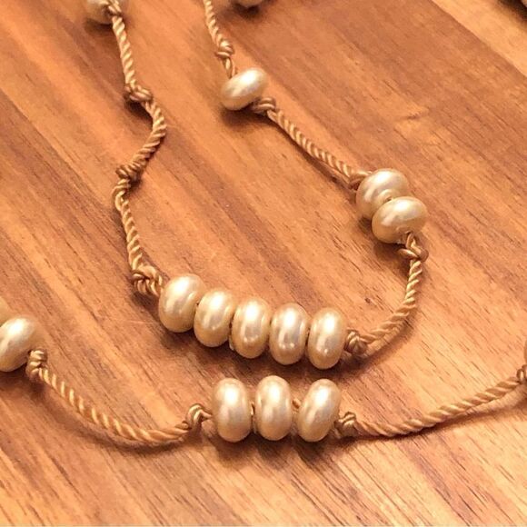 J.Crew | Faux Pearl and Cord Necklace | 35” Length - Picture 2 of 4